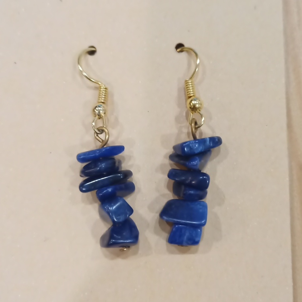 *3/$20* New Blue Lapis Semi Precious Gem Stone Dangle earrings